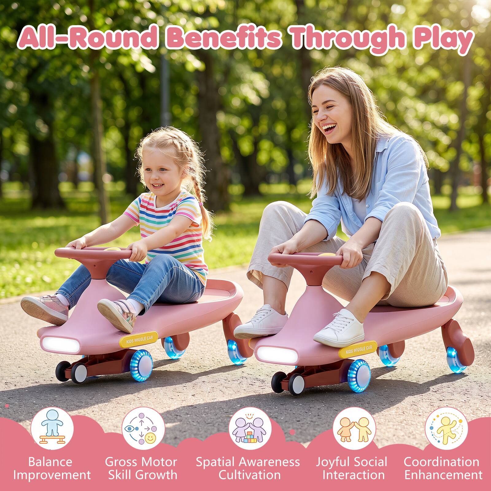 All-Round Benefits Through Play

KIDS WIGGLE CAR
KIDS MIGGLE CAR

Balance Improvement
Gross Motor Skill Growth
Spatial Awareness Cultivation
Joyful Social Interaction Enhancement
Coordination Enhancement