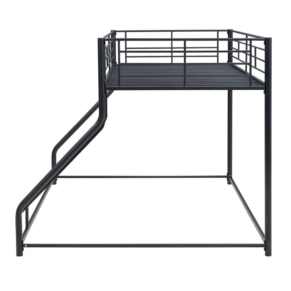 Alt View 7. Loheer - Loheer Twin XL Over Queen Bunk Bed Black Metal Floor Bed Frame - Black.