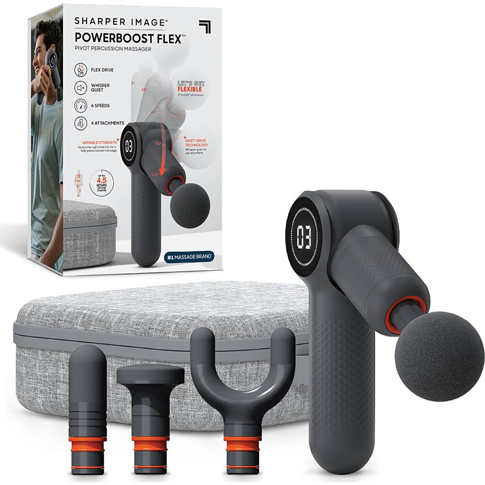 Customer Reviews Sharper Image Powerboost Flex Pivot Percussion Massager Gray 1015792 Best Buy 5465