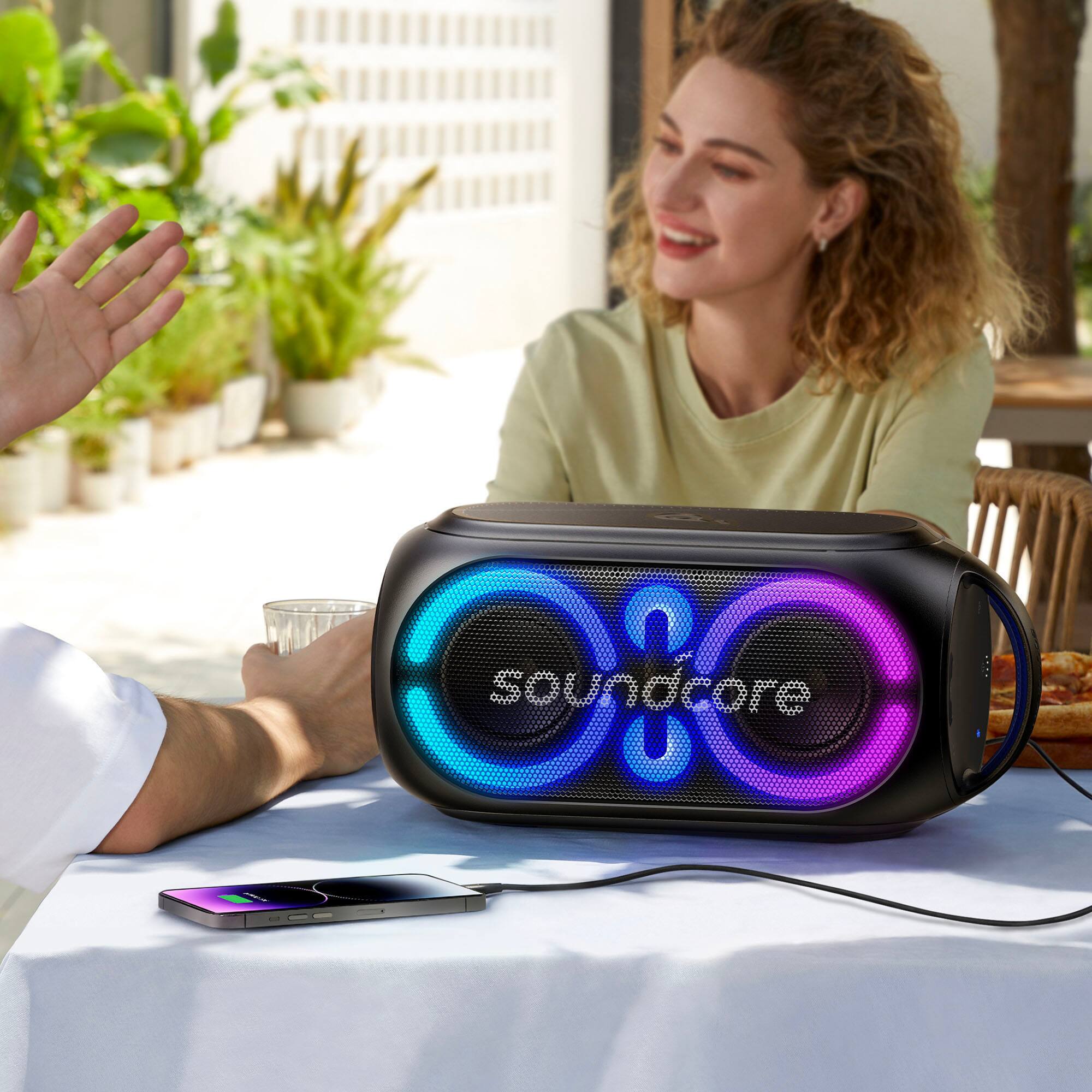 Alt View 13. Soundcore - by Anker Rave Party 2 IPX4 Water-Resistant Portable Bluetooth Speaker with 120W Stereo Sound, 16H Playtime, & Mic Input - Black.