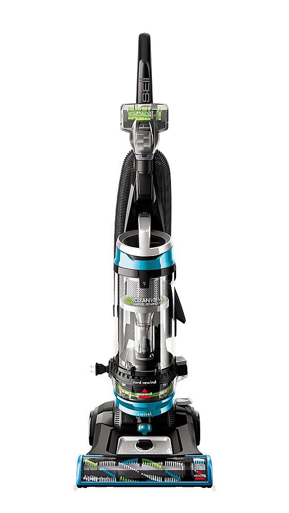 Front. BISSELL - CleanView Swivel Rewind Pet Vacuum Cleaner - Disco Teal/Electric Green.