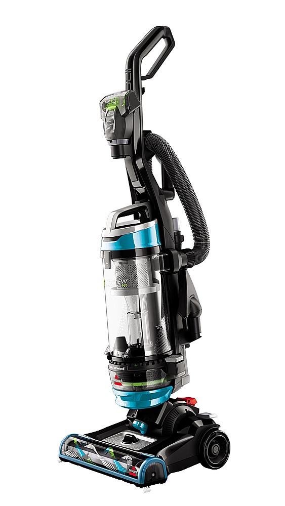 Left View: BISSELL - CleanView Swivel Rewind Pet Vacuum Cleaner - Disco Teal/Electric Green