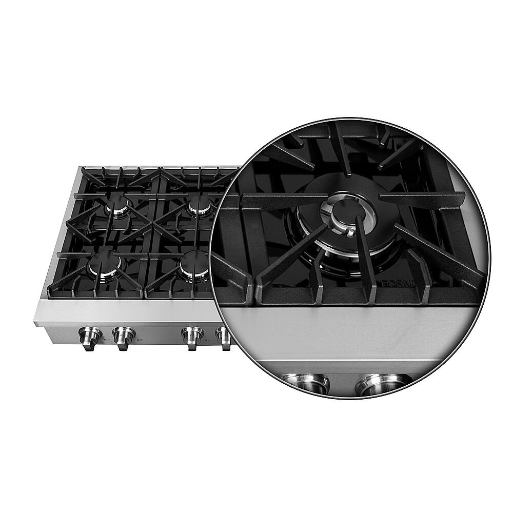 Alt View 14. Forno Appliances - Cossato 48" Built-In Gas Cooktop with 8 Sealed Burners and LP Conversion Kit - Stainless Steel.