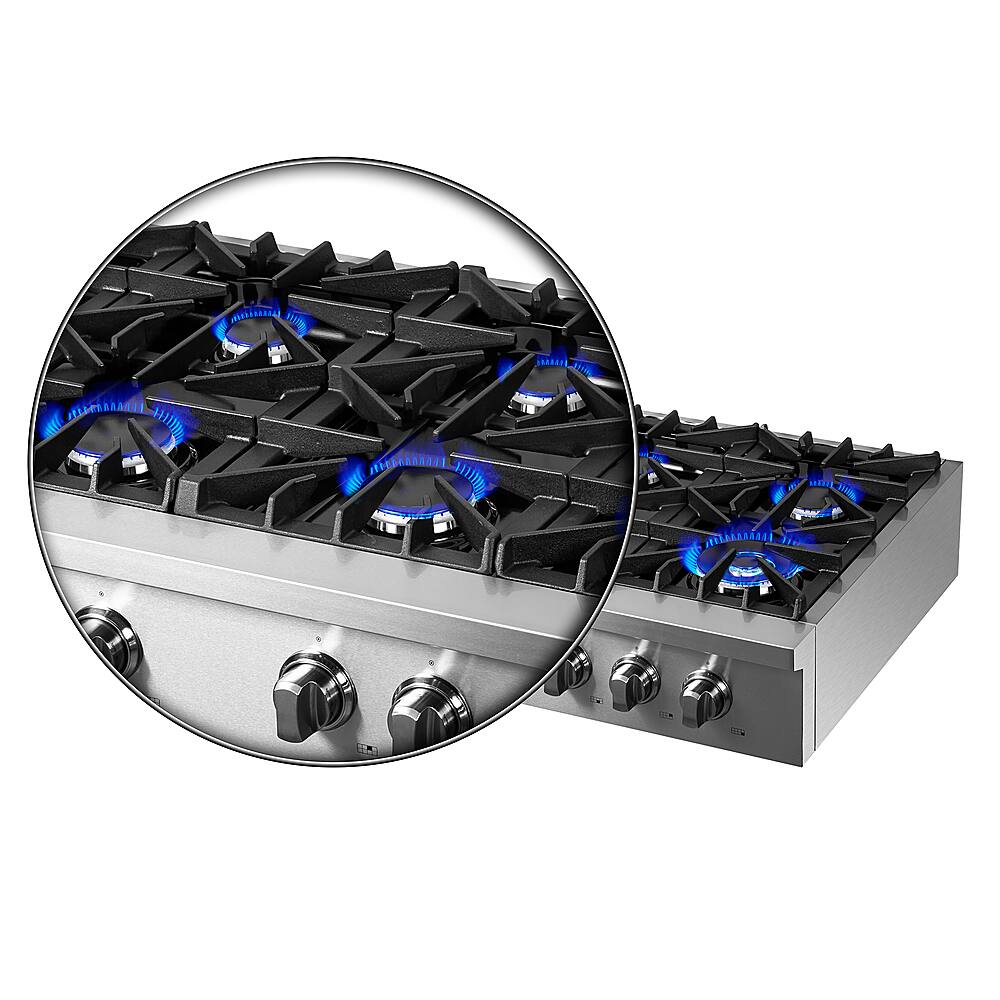 Alt View 16. Forno Appliances - Cossato 48" Built-In Gas Cooktop with 8 Sealed Burners and LP Conversion Kit - Stainless Steel.