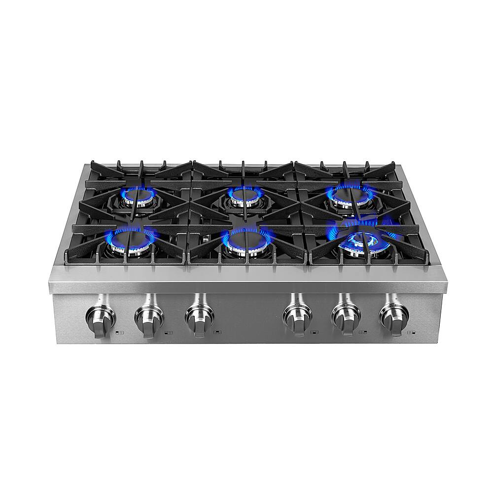 Alt View 13. Forno Appliances - Cossato 36" Built-In Gas Cooktop with 6 Sealed Burners and LP Conversion Kit - Stainless Steel.