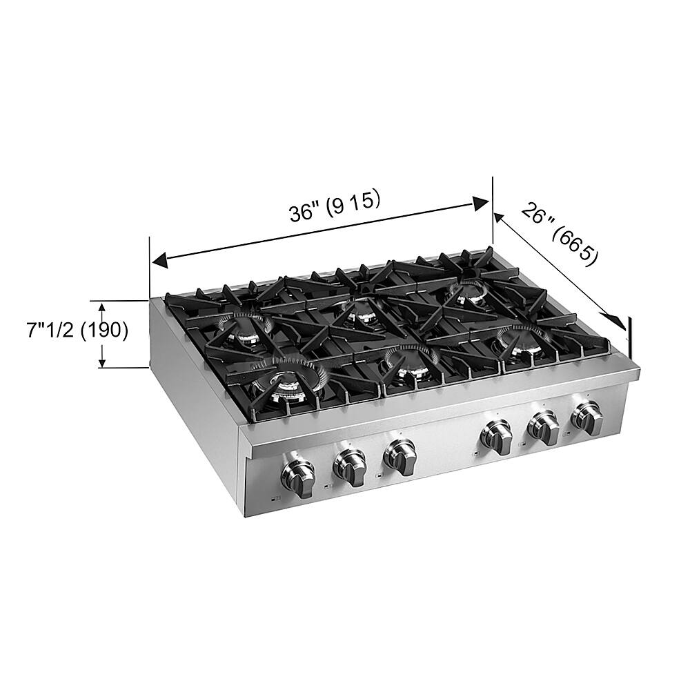 Alt View 24. Forno Appliances - Cossato 36" Built-In Gas Cooktop with 6 Sealed Burners and LP Conversion Kit - Stainless Steel.