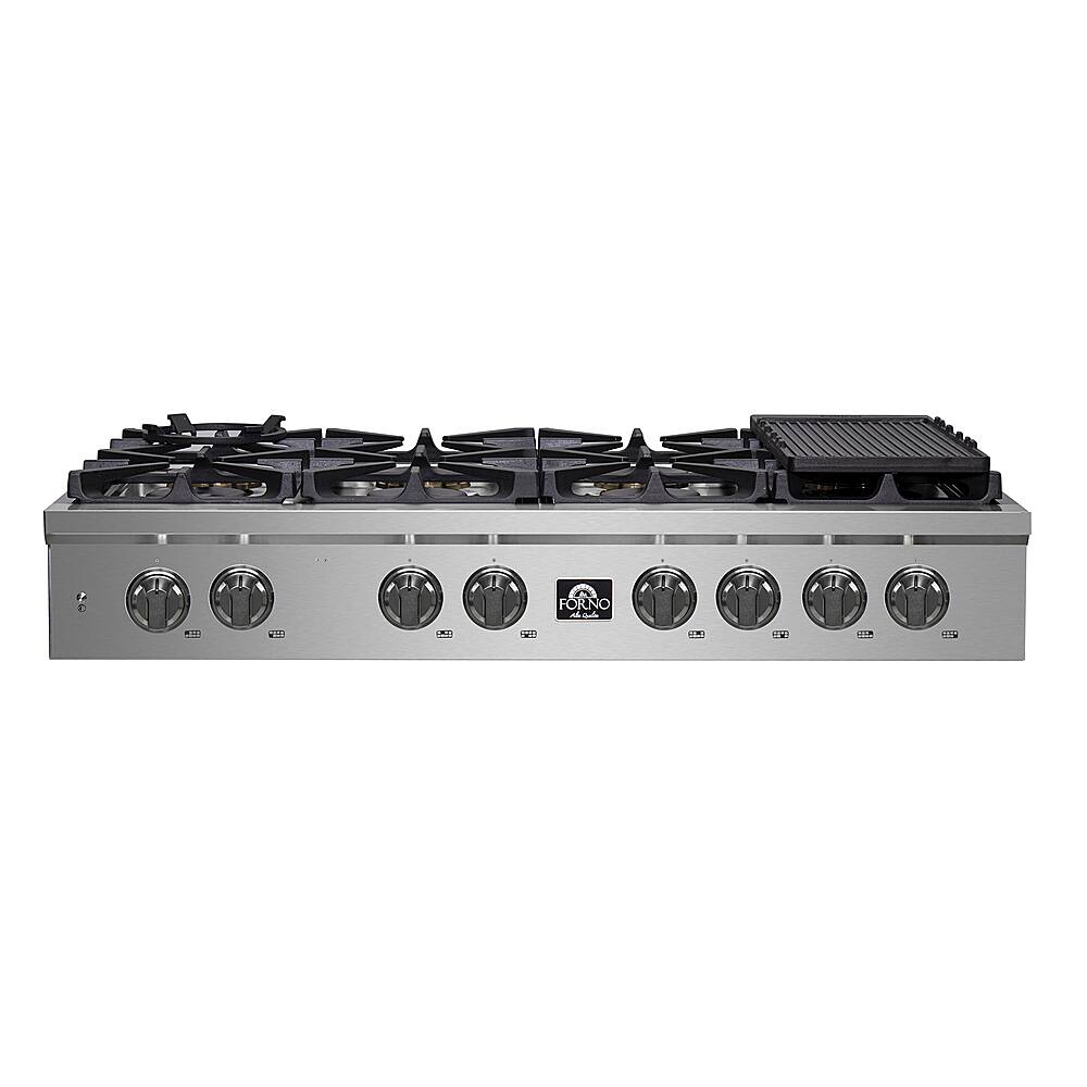 Front. Forno Appliances - Spezia 48" Built-In Gas Cooktop with 8 Sealed Brass Burners and LP Conversion Kit - Stainless Steel.