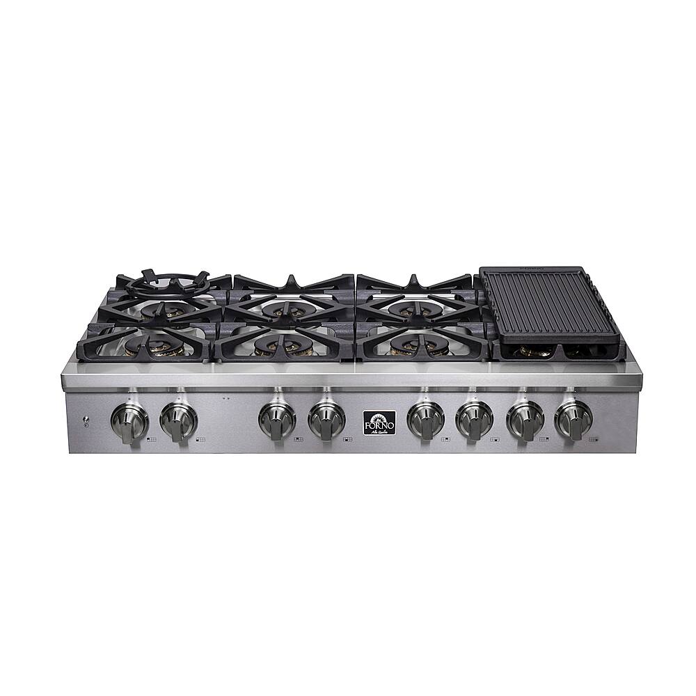 Alt View 12. Forno Appliances - Spezia 48" Built-In Gas Cooktop with 8 Sealed Brass Burners and LP Conversion Kit - Stainless Steel.