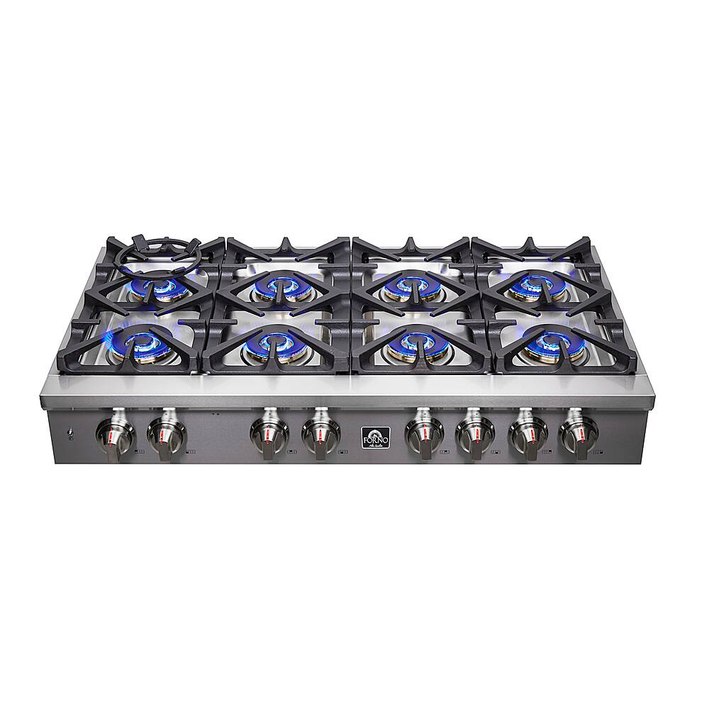 Alt View 17. Forno Appliances - Spezia 48" Built-In Gas Cooktop with 8 Sealed Brass Burners and LP Conversion Kit - Stainless Steel.