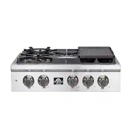 Forno Appliances - Spezia 30" Built-In Gas Cooktop with 5 Sealed Brass Burners and LP Conversion Kit - Stainless Steel
