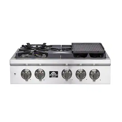 Front. Forno Appliances - Spezia 30" Built-In Gas Cooktop with 5 Sealed Brass Burners and LP Conversion Kit - Stainless Steel.