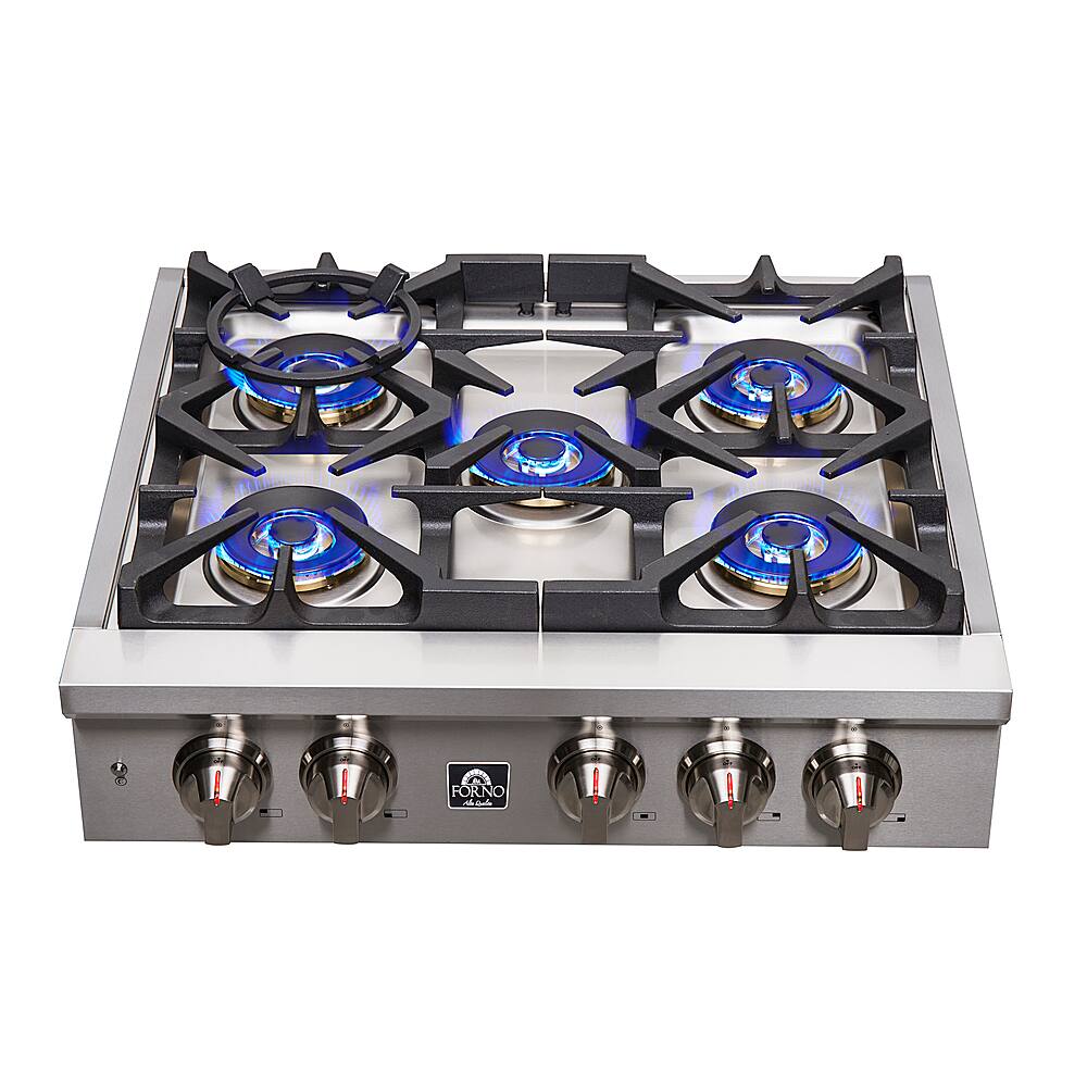 Alt View 17. Forno Appliances - Spezia 30" Built-In Gas Cooktop with 5 Sealed Brass Burners and LP Conversion Kit - Stainless Steel.