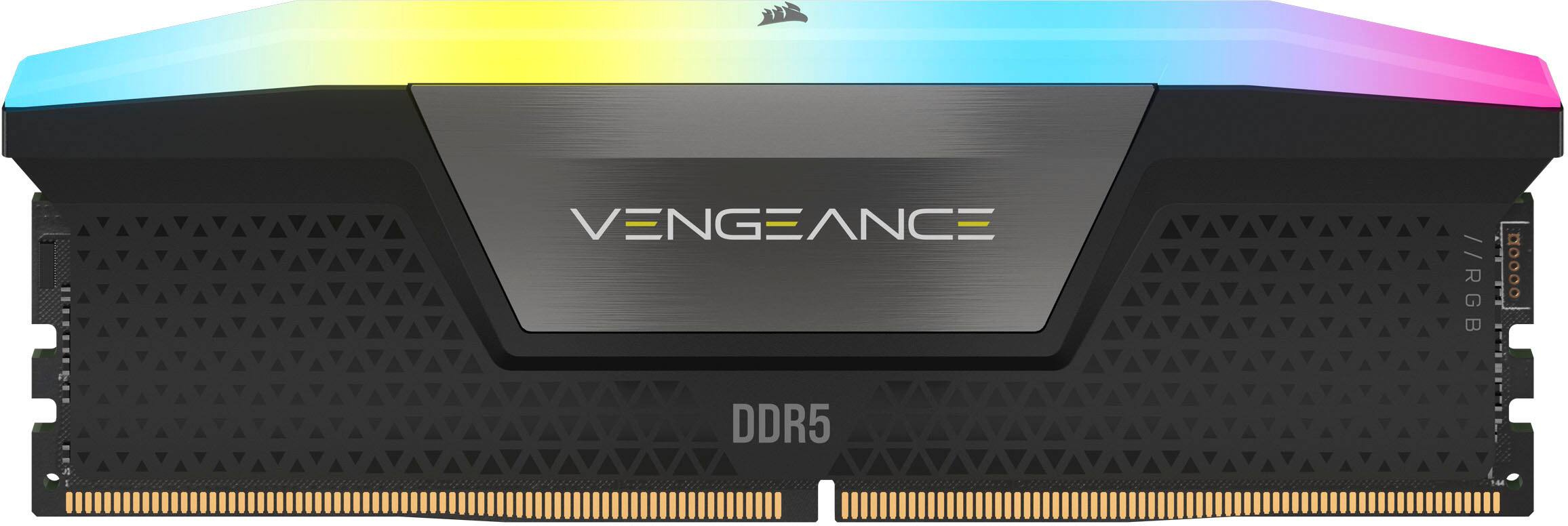Front. CORSAIR - VENGEANCE RGB 32GB (2x16GB) DDR5 5600MHz C40 UDIMM Desktop Memory - Black.