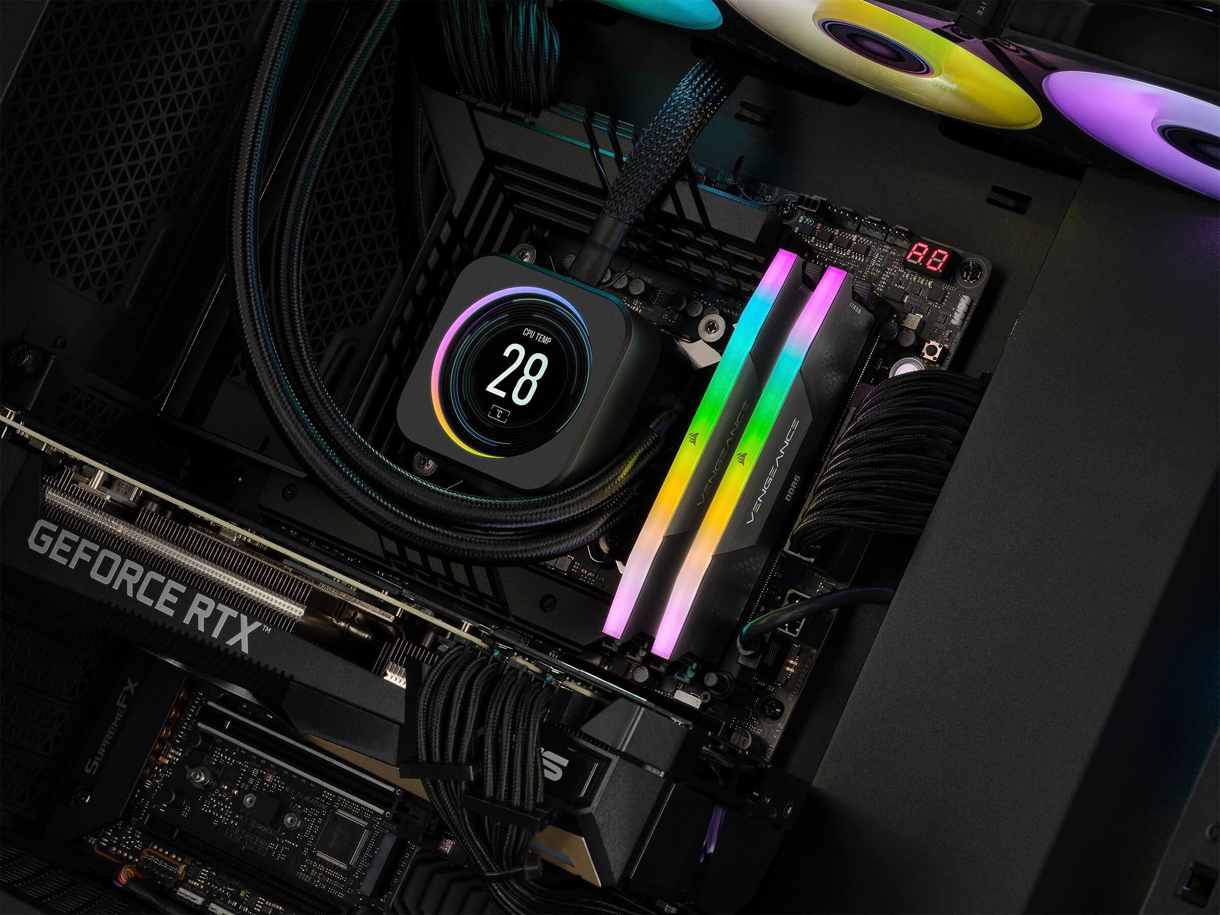 Alt View 14. CORSAIR - VENGEANCE RGB 32GB (2x16GB) DDR5 5600MHz C40 UDIMM Desktop Memory - Black.