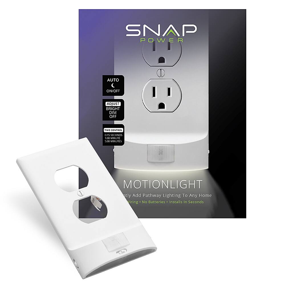 Front. SnapPower - MotionLight Duplex Outlet Wall Plate (8-Pack) - White.