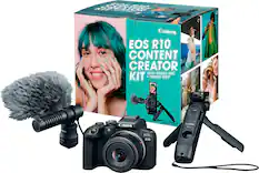 Front. Canon - EOS R10 Mirrorless Camera with RF-S 18-45 f/4.5-6.3 IS STM Lens Content Creator Kit - Black.