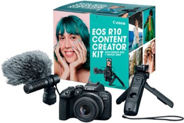Canon - EOS R10 Mirrorless Camera with RF-S 18-45 f/4.5-6.3 IS STM Lens Content Creator Kit - Black - Front_Zoom