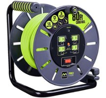 Masterplug - 80Ft 4 Sockets 13A 14AWG Large Open Cable Reel - Green & Grey - Front_Zoom