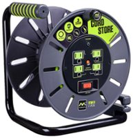 Masterplug - 3Ft 4 Sockets 13A 14AWG Medium Open Cable Reel - Green & Grey - Front_Zoom