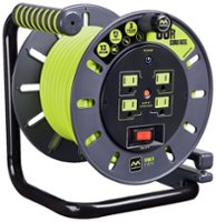 Masterplug - 60Ft 4 Sockets 13A 14AWG Medium Open Cable Reel - Green & Grey - Front_Zoom