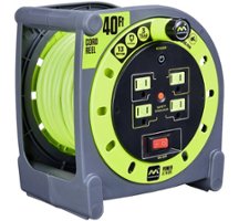 Masterplug - 40Ft 4 Sockets 10A 16AWG Cassette Cable Reel - Green & Grey - Front_Zoom