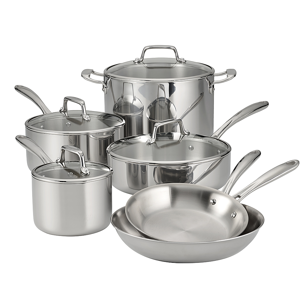Tramontina 10PC Tri-Ply Clad Cookware Set Silver 80116  - Best Buy