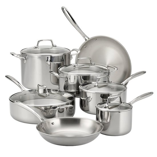Tramontina 10PC Tri-Ply Clad Cookware Set Silver 80116/1011DS - Best Buy