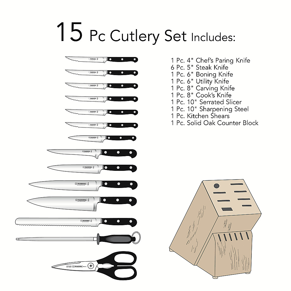 13 Pc Cutlery and Steak Knife Set with Counter Block - Tramontina US