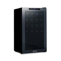 NewAir - 33-Bottle Dual Zone Wine Cooler with Mirrored Double-Layer Glass Door & Compressor Cooling, Digital Temperature Control - Black - Front_Zoom