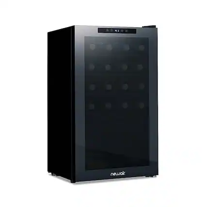 Front. NewAir - 33-Bottle Dual Zone Wine Cooler with Mirrored Double-Layer Glass Door & Compressor Cooling, Digital Temperature Control - Black.
