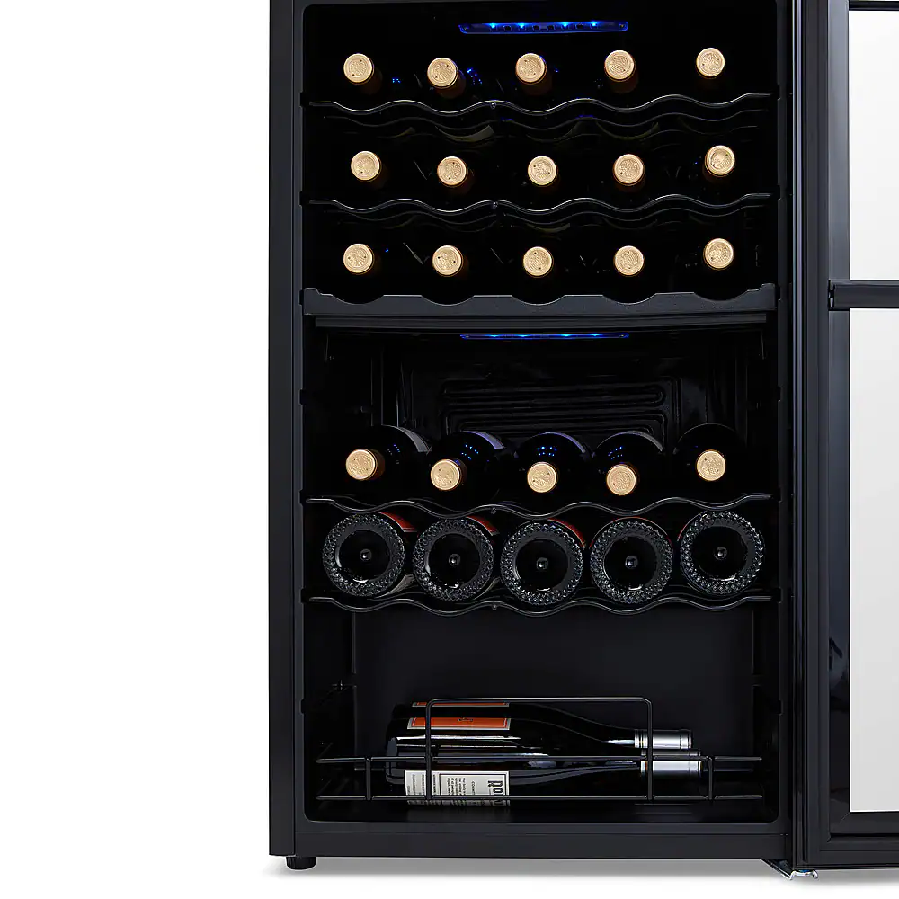 Alt View 11. NewAir - 33-Bottle Dual Zone Wine Cooler with Mirrored Double-Layer Glass Door & Compressor Cooling, Digital Temperature Control - Black.