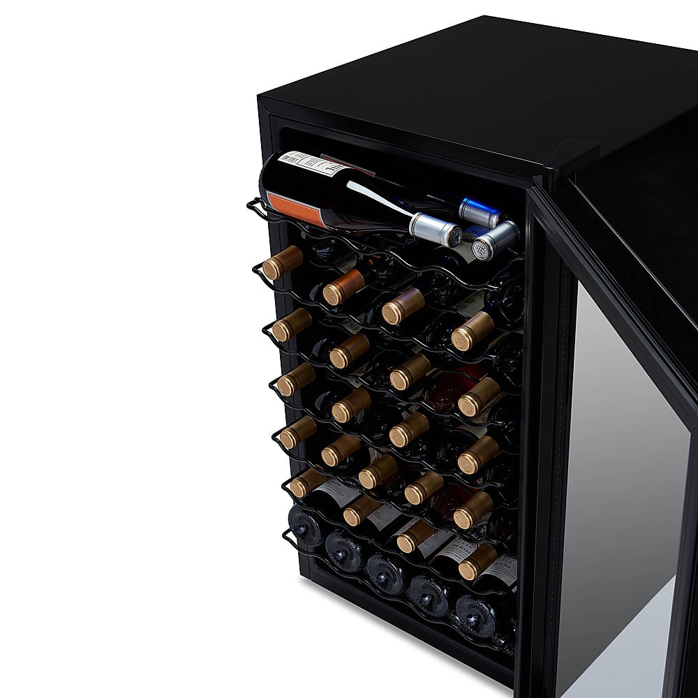 Alt View 12. NewAir - 51-Bottle Wine Cooler with Mirrored Double-Layer Tempered Glass Door & Compressor Cooling, Digital Temperature Control - Black.