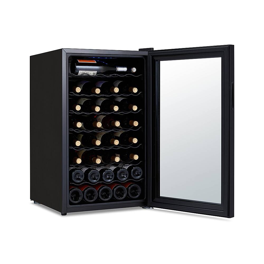 Alt View 13. NewAir - 51-Bottle Wine Cooler with Mirrored Double-Layer Tempered Glass Door & Compressor Cooling, Digital Temperature Control - Black.