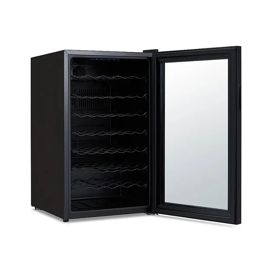 Alt View 15. NewAir - 51-Bottle Wine Cooler with Mirrored Double-Layer Tempered Glass Door & Compressor Cooling, Digital Temperature Control - Black.