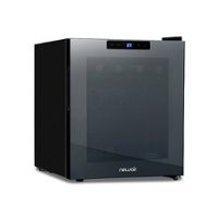 NewAir - 16-Bottle Wine Cooler with Mirrored Double-Layer Tempered Glass Door & Compressor Cooling, Digital Temperature Control - Black - Front_Zoom