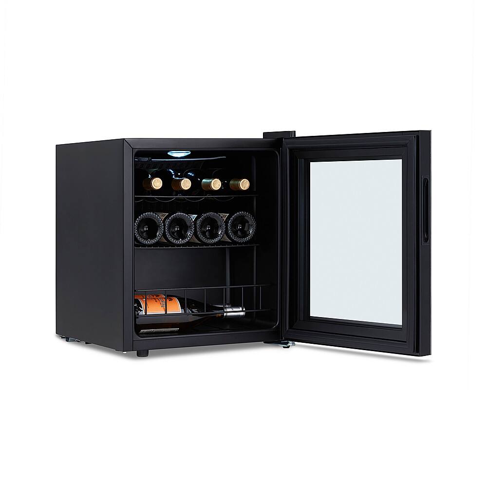 Alt View 12. NewAir - 16-Bottle Wine Cooler with Mirrored Double-Layer Tempered Glass Door & Compressor Cooling, Digital Temperature Control - Black.
