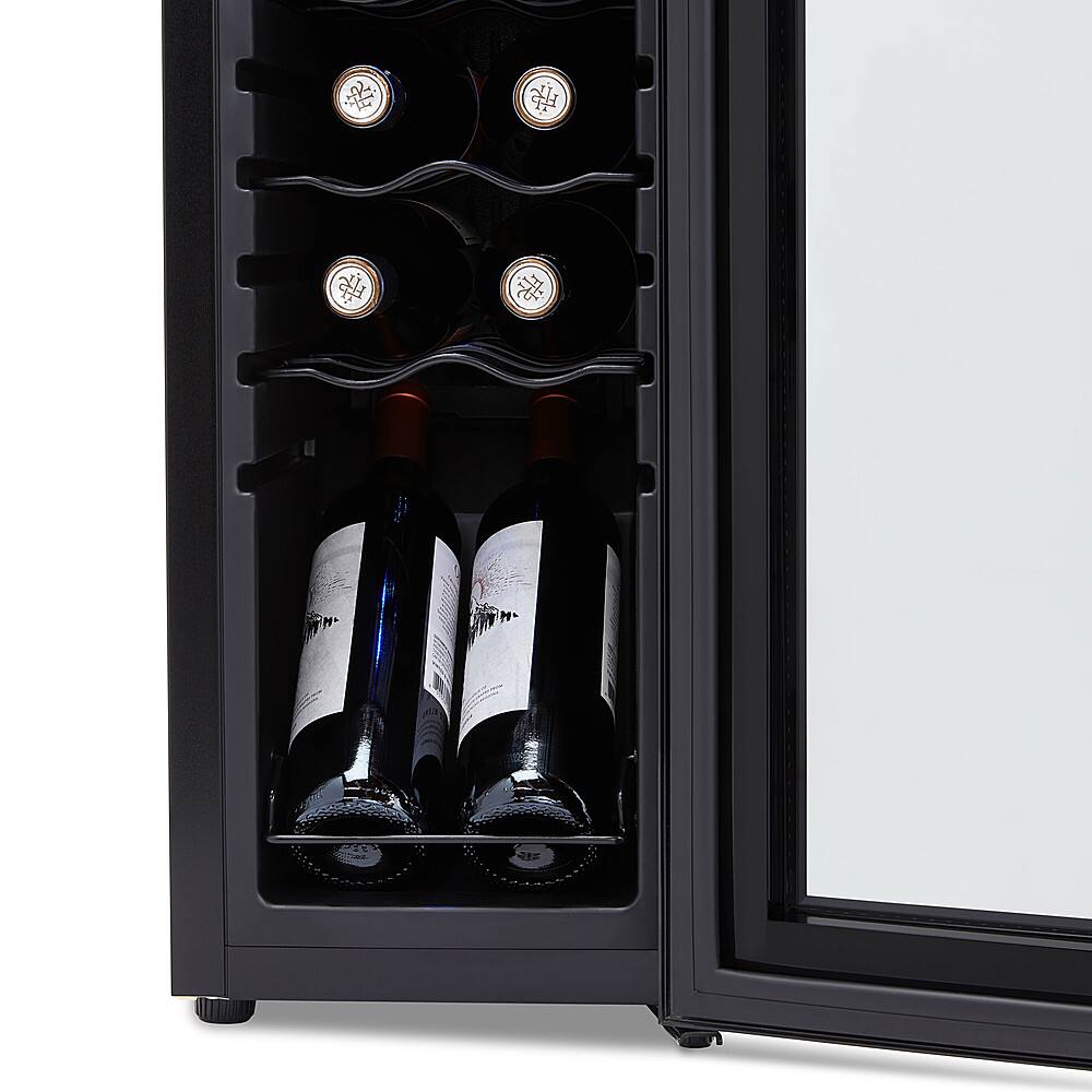 Alt View 11. NewAir - 12-Bottle Wine Cooler with Mirrored Double-Layer Tempered Glass Door & Compressor Cooling, Digital Temperature Control - Black.