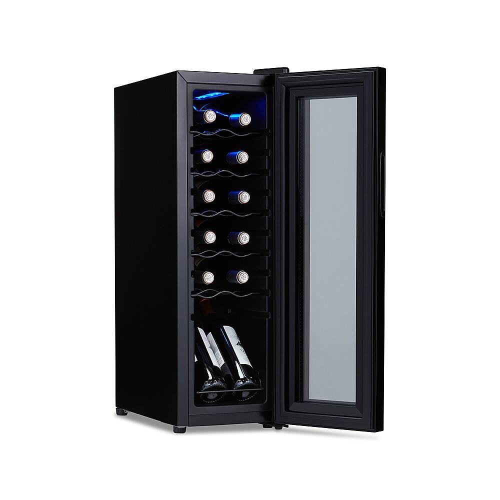 Alt View 14. NewAir - 12-Bottle Wine Cooler with Mirrored Double-Layer Tempered Glass Door & Compressor Cooling, Digital Temperature Control - Black.