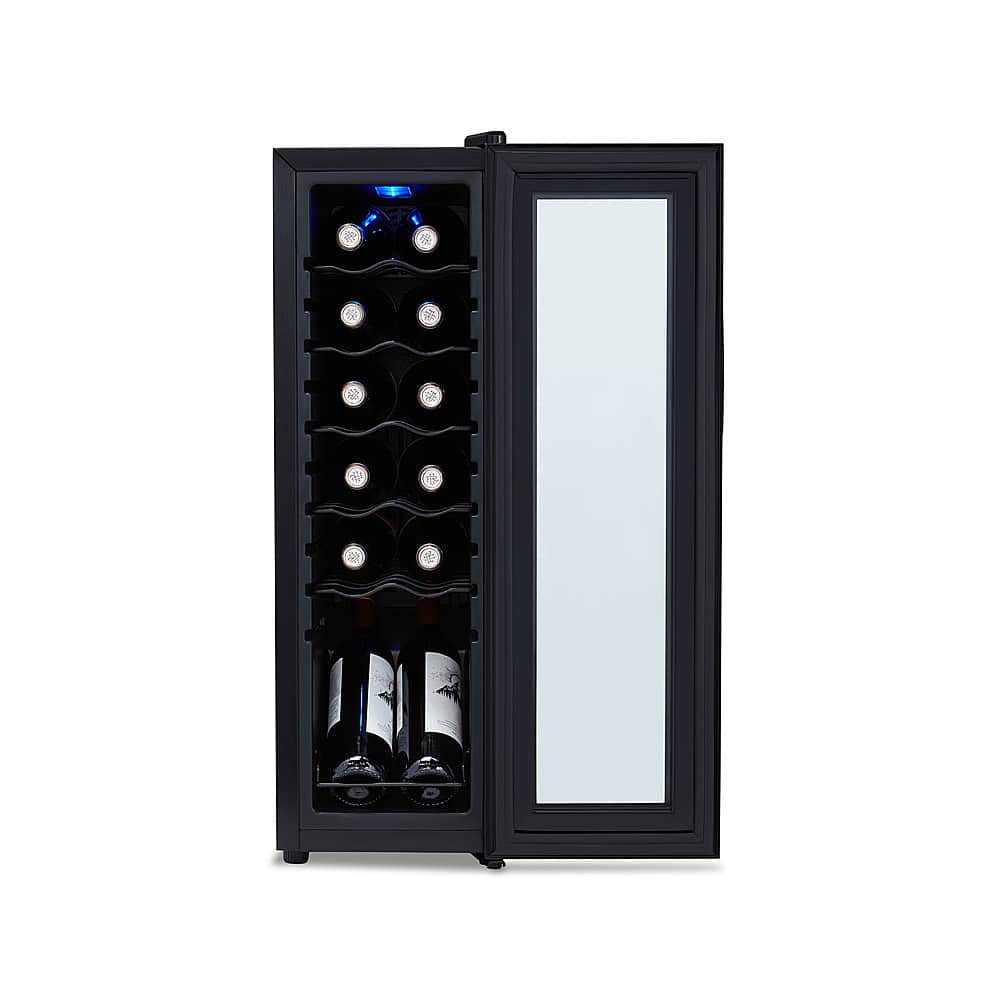 Alt View 15. NewAir - 12-Bottle Wine Cooler with Mirrored Double-Layer Tempered Glass Door & Compressor Cooling, Digital Temperature Control - Black.