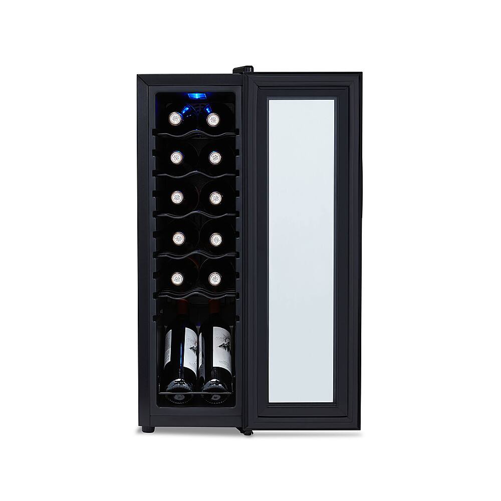Alt View 15. NewAir - 12-Bottle Wine Cooler with Mirrored Double-Layer Tempered Glass Door & Compressor Cooling, Digital Temperature Control - Black.