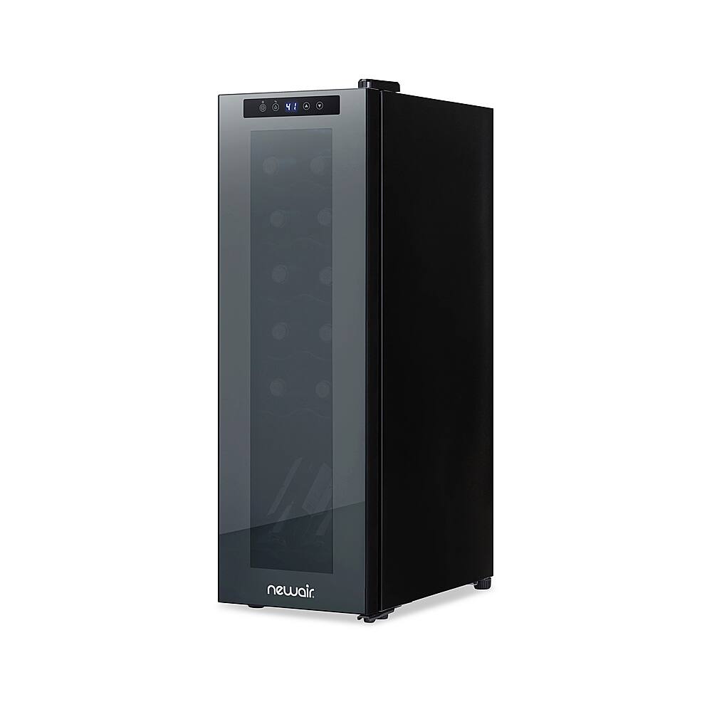 Alt View 18. NewAir - 12-Bottle Wine Cooler with Mirrored Double-Layer Tempered Glass Door & Compressor Cooling, Digital Temperature Control - Black.