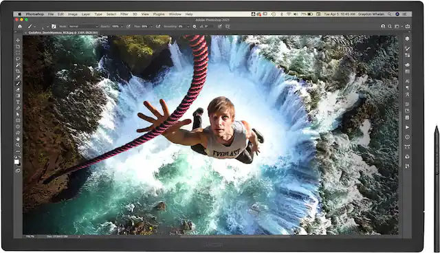 Front. Wacom - Cintiq Pro 27 Creative Pen Drawing Tablet with Touch Display - Black.