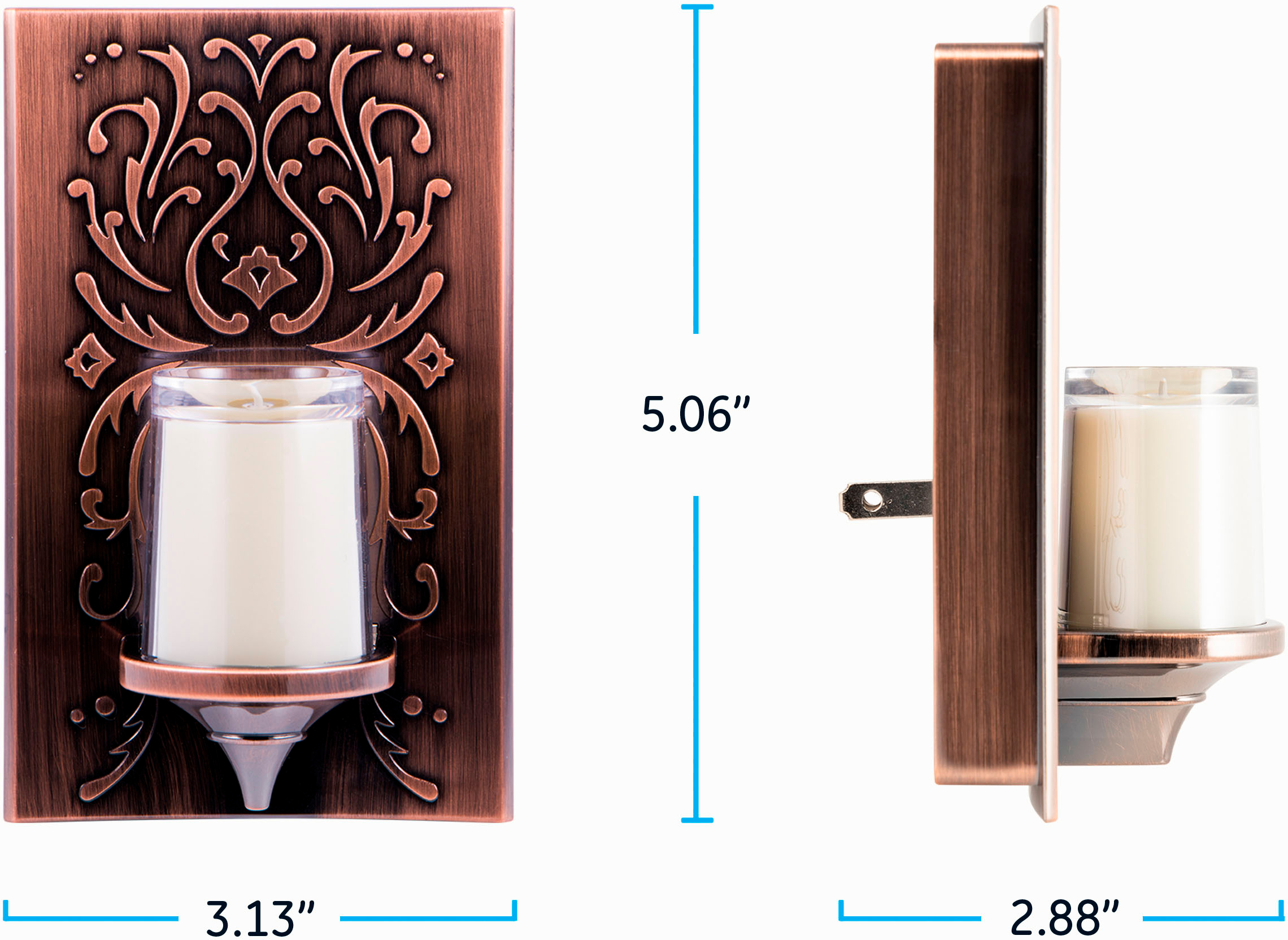 Angle View: GE - CandleLite LED Flickering Candle Night Light - Rubbed Bronze