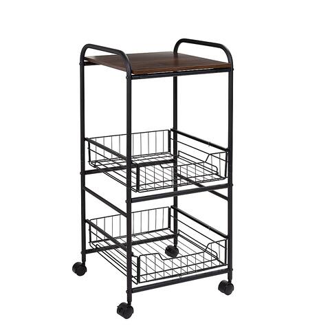 Honey-Can-Do Carrello Portaoggetti Bagno 3 Ripiani In Plastica Naturale, 34x25x86cm