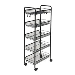 Honey-Can-Do - 5-Tier Rolling Storage Cart on Wheels - Black - Angle_Zoom