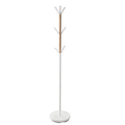 Honey-Can-Do - Modern Standing Coat Rack with Wood Accent - White - Front_Zoom