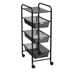 Honey-Can-Do - Metal 3-Drawer Rolling Storage Cart on Wheels - Black - Angle_Zoom