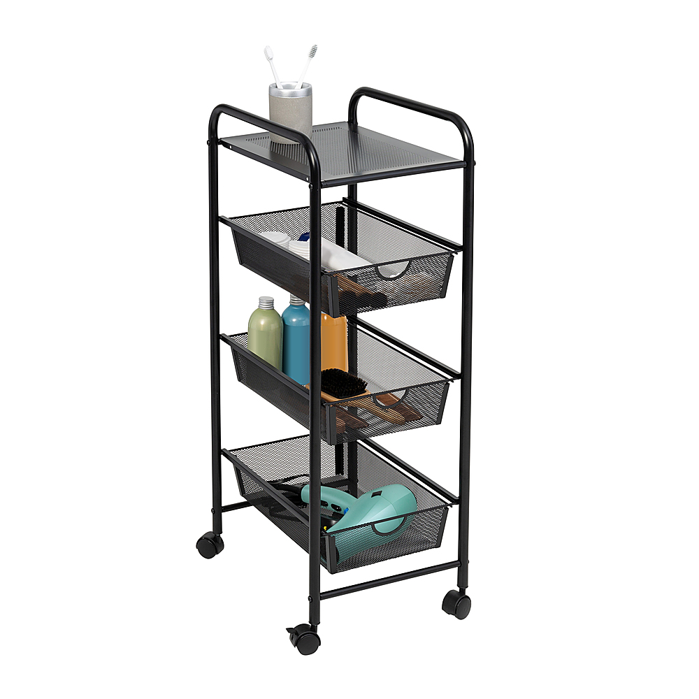 Honey-Can-Do Collapsible 3-Tier Metal Shelf on Wheels Black SHF-09577 -  Best Buy