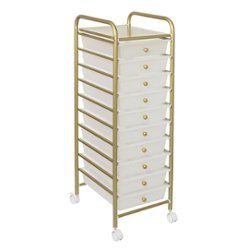 Honey-Can-Do - 10-Drawer Metal Rolling Storage Cart - Gold - Angle_Zoom