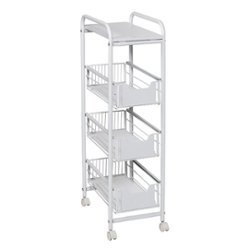 Honey-Can-Do - 4-Tier Slim Rolling Cart with Drawers - White - Angle_Zoom